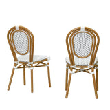 PURPLE LEAF Patio Dining Chair Set of 2 French Aluminium Frame Chairs with Rattan for Indoor Kitchen Deck Bistros Cafe Restaurant