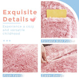 MAXYOYO Bean Bag Chair Bed for Kids, Plush Convertible Bean Bag Folds from Chair to Floor Mattress, Pink