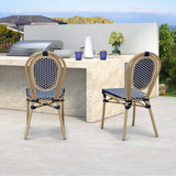 PURPLE LEAF Patio Dining Chair Set of 2 French Aluminium Frame Chairs with Rattan for Indoor Kitchen Deck Bistros Cafe Restaurant