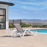 PURPLE LEAF Patio Chaise Lounge Chair Outdoor Plastic Textilene Sun Bathing Recliner Tanning Pool Lounger with 6 Adjustable Position for Outside Beach in-Pool Lawn Poolside
