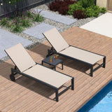 PURPLE LEAF Outdoor Chaise Lounge with Wheels Patio Lounge Chair Recliner