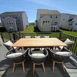 PURPLE LEAF Teak Patio Dining Set with Cushions and Pillow All-Weather Wicker Patio Table Set for Garden, Deck, and Yard