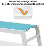 PURPLE LEAF Outdoor Chaise Lounge Chairs Set of 2 White Aluminum Lounge Chair Five-Position Adjustable Chaise with Wheels and Table for Pool Deck Patio