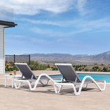 PURPLE LEAF Patio Chaise Lounge Chair Outdoor Plastic Textilene Sun Bathing Recliner Tanning Pool Lounger with 6 Adjustable Position for Outside Beach in-Pool Lawn Poolside
