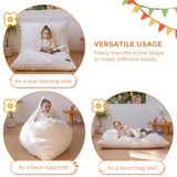 MAXYOYO 3 in 1 Kids Bean Bag Chair Bed, Faux Fur Child Floor Sofa for Gaming, Reading (Beige)