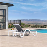 PURPLE LEAF Patio Chaise Lounge Chair Outdoor Plastic Textilene Sun Bathing Recliner Tanning Pool Lounger with 6 Adjustable Position for Outside Beach in-Pool Lawn Poolside