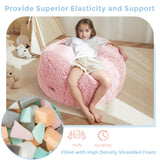 MAXYOYO Bean Bag Chair Bed for Kids, Plush Convertible Bean Bag Folds from Chair to Floor Mattress, Pink