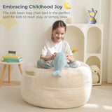 MAXYOYO Bean Bag Chair Bed for Kids, Convertible Bean Bag Folds from Lazy Chair to Floor Mattress Bed, Beige