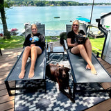 PURPLE LEAF Outdoor Chaise Lounge Chairs Set Recliner Aluminum Adjustable Chair with Wheels and Table for Poolside Beach Patio Reclining Sunbathing Lounger