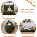 MAXYOYO 3 in 1 Kids Bean Bag Chair Bed, Faux Fur Child Floor Sofa for Gaming, Reading (Green)