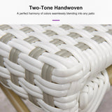 PURPLE LEAF Patio Dining Chair Set of 2 French Aluminium Frame Chairs with Rattan for Indoor Kitchen Deck Bistros Cafe Restaurant
