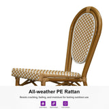 PURPLE LEAF Patio Dining Chair Set of 2 French Aluminium Frame Chairs with Rattan for Indoor Kitchen Deck Bistros Cafe Restaurant