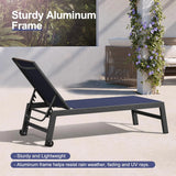 PURPLE LEAF Patio Chaise Lounge Textilene Pool with Wheels Sunbathing Chair for Outdoor, Beach, Yard, Side Table Included