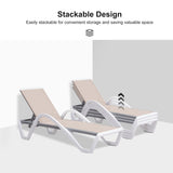 PURPLE LEAF Patio Chaise Lounge Chair Outdoor Plastic Textilene Sun Bathing Recliner Tanning Pool Lounger with 6 Adjustable Position for Outside Beach in-Pool Lawn Poolside