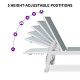 PURPLE LEAF Outdoor Chaise Lounge Chairs Set of 2 White Aluminum Lounge Chair Five-Position Adjustable Chaise with Wheels and Table for Pool Deck Patio
