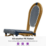 PURPLE LEAF Patio Dining Chair Set of 2 French Aluminium Frame Chairs with Rattan for Indoor Kitchen Deck Bistros Cafe Restaurant