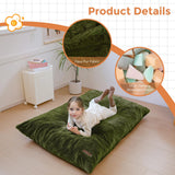 MAXYOYO 3 in 1 Kids Bean Bag Chair Bed, Faux Fur Child Floor Sofa for Gaming, Reading (Green)