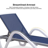 PURPLE LEAF Patio Chaise Lounge Chair Outdoor Plastic Textilene Sun Bathing Recliner Tanning Pool Lounger with 6 Adjustable Position for Outside Beach in-Pool Lawn Poolside