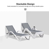 PURPLE LEAF Patio Chaise Lounge Chair Outdoor Plastic Textilene Sun Bathing Recliner Tanning Pool Lounger with 6 Adjustable Position for Outside Beach in-Pool Lawn Poolside