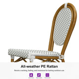 PURPLE LEAF Patio Dining Chair Set of 2 French Aluminium Frame Chairs with Rattan for Indoor Kitchen Deck Bistros Cafe Restaurant