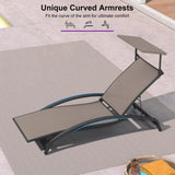 PURPLE LEAF Patio Lounge Chair with Canopy Shade Outdoor Chaise Lounge Chair Set of 2 for Lawn Poolside Backyard Sunbathing Tanning Chairs with Arm