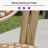PURPLE LEAF Patio Dining Chair Set of 2 French Aluminium Frame Chairs with Rattan for Indoor Kitchen Deck Bistros Cafe Restaurant