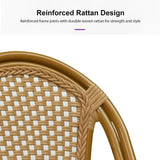 PURPLE LEAF Patio Dining Chair Set of 2 French Aluminium Frame Chairs with Rattan for Indoor Kitchen Deck Bistros Cafe Restaurant