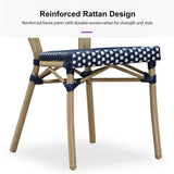 PURPLE LEAF Patio Dining Chair Set of 2 French Aluminium Frame Chairs with Rattan for Indoor Kitchen Deck Bistros Cafe Restaurant