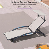 PURPLE LEAF Patio Lounge Chair with Canopy Shade Outdoor Chaise Lounge Chair Set of 2 for Lawn Poolside Backyard Sunbathing Tanning Chairs with Arm