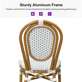 PURPLE LEAF Patio Dining Chair Set of 2 French Aluminium Frame Chairs with Rattan for Indoor Kitchen Deck Bistros Cafe Restaurant