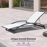 PURPLE LEAF Patio Lounge Chair with Canopy Shade Outdoor Chaise Lounge Chair Set of 2 for Lawn Poolside Backyard Sunbathing Tanning Chairs with Arm