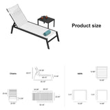 PURPLE LEAF Outdoor Lounge Chair Patio Chaise Pool Lounger Aluminum Frame with Side Table and Wheels for Outside Sunbathing Tanning Recliner Including Pillows