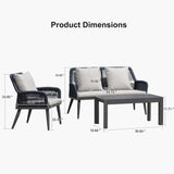 PURPLE LEAF Rivra 4-Piece Patio Conversation Set with Wicker Chairs and Thick Sofa Cushions for Garden