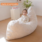 MAXYOYO 3 in 1 Kids Bean Bag Chair Bed, Faux Fur Child Floor Sofa for Gaming, Reading (Beige)