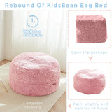 MAXYOYO Bean Bag Chair Bed for Kids, Plush Convertible Bean Bag Folds from Chair to Floor Mattress, Pink