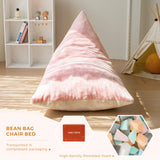 MAXYOYO Kids Bean Bag Chair - 2-Tone Handle Design, High-Density Foam Floor Lounger, Pink & White