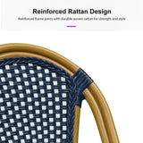 PURPLE LEAF Patio Dining Chair Set of 2 French Aluminium Frame Chairs with Rattan for Indoor Kitchen Deck Bistros Cafe Restaurant