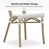 PURPLE LEAF Patio Dining Chair Set of 2 French Aluminium Frame Chairs with Rattan for Indoor Kitchen Deck Bistros Cafe Restaurant