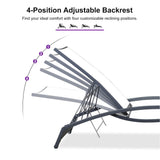 PURPLE LEAF Patio Lounge Chair with Canopy Shade Outdoor Chaise Lounge Chair Set of 2 for Lawn Poolside Backyard Sunbathing Tanning Chairs with Arm