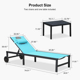 PURPLE LEAF Patio Tanning Chaise Lounge Chair Set with Face Down Hole