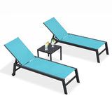 PURPLE LEAF Patio Chaise Lounge Textilene Pool with Wheels Sunbathing Chair for Outdoor, Beach, Yard, Side Table Included