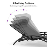 PURPLE LEAF Patio Chaise Lounge Set Outdoor Beach Pool Sunbathing Lawn Lounger Recliner Chair Outside Chairs with Side Table Included