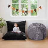 MAXYOYO 3 in 1 Kids Bean Bag Chair Bed, Faux Fur Child Floor Sofa for Gaming, Reading (Green)