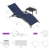 PURPLE LEAF Patio Chaise Lounge Set Outdoor Beach Pool Sunbathing Lawn Lounger Recliner Chair Outside Chairs with Side Table Included