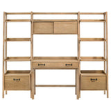 Fabian 4-piece Computer Desk and Bookshelf Set Distressed Light Brown