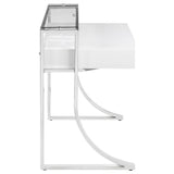 Gemma 48-Inch 2-Drawer Writing Desk White High Gloss