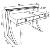 Gemma 48-Inch 2-Drawer Writing Desk White High Gloss