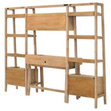 Fabian 4-piece Computer Desk and Bookshelf Set Distressed Light Brown