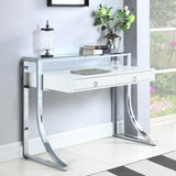 Gemma 48-Inch 2-Drawer Writing Desk White High Gloss