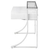 Gemma 48-Inch 2-Drawer Writing Desk White High Gloss